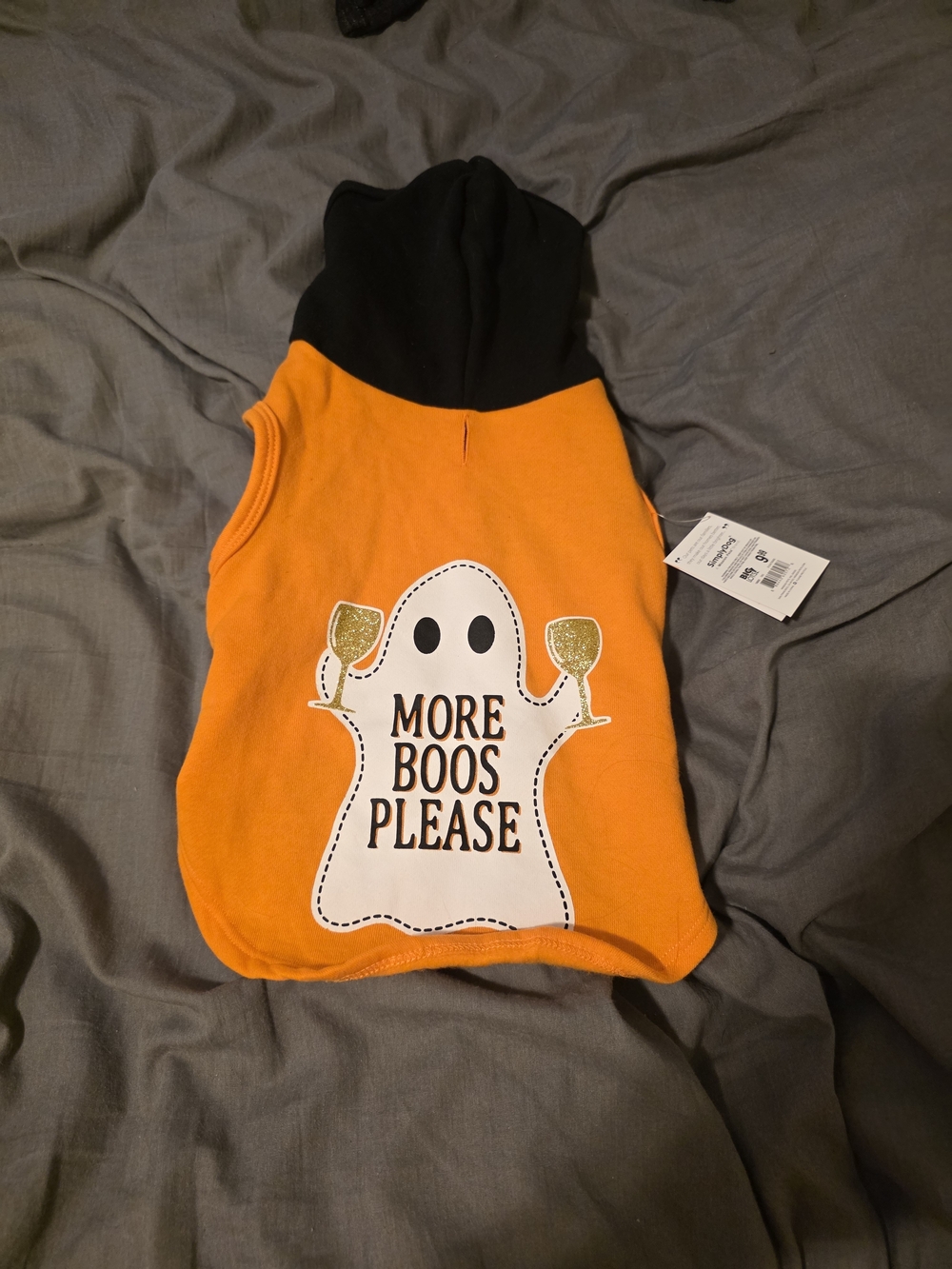 Halloween Ghost Hoodie Tank - Orange & Black